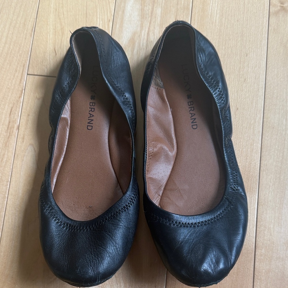 Lucky Brand Women's Black Leather Flats